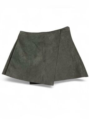 Anthropologie Olive Green Suede Mini Skirt